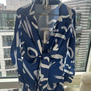 RUNAWAY The Label Ruby Blue Shirt Satin Dress